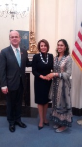 Asima Silva with Rep. McGovern and Majority Leader Nancy Pelosi
