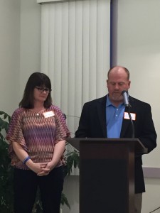 Deb and Ralph Thibodeau accept their Good Neighbor Awards.